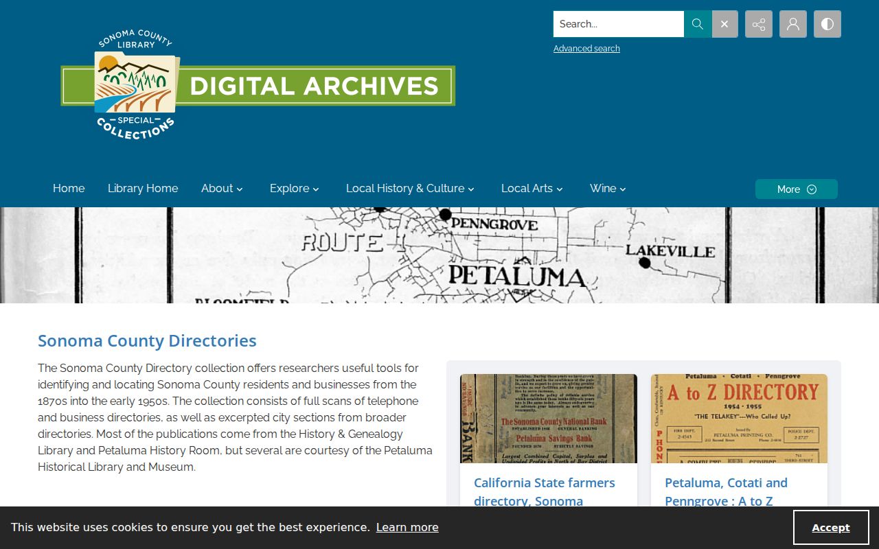 Sonoma County city directory digitized county collection