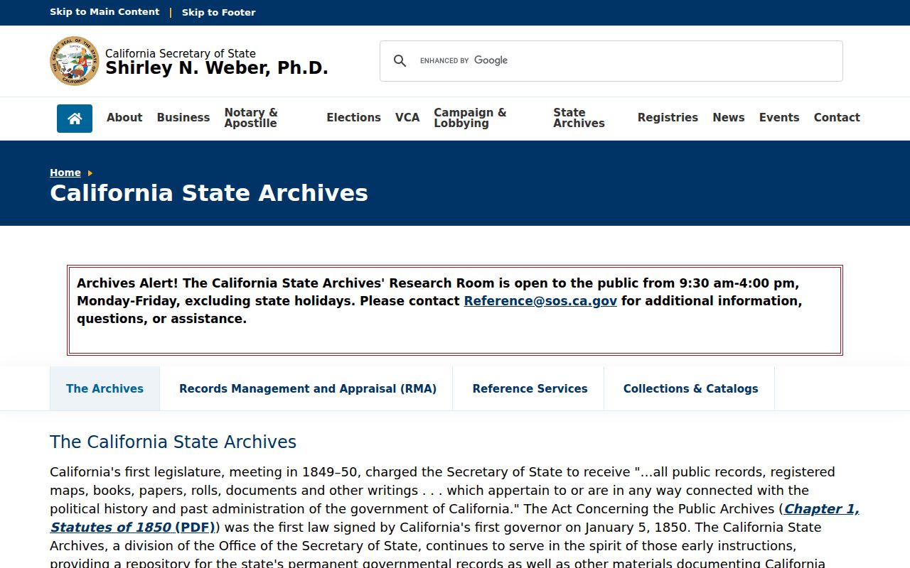 Sonoma County previous residents California State Archives