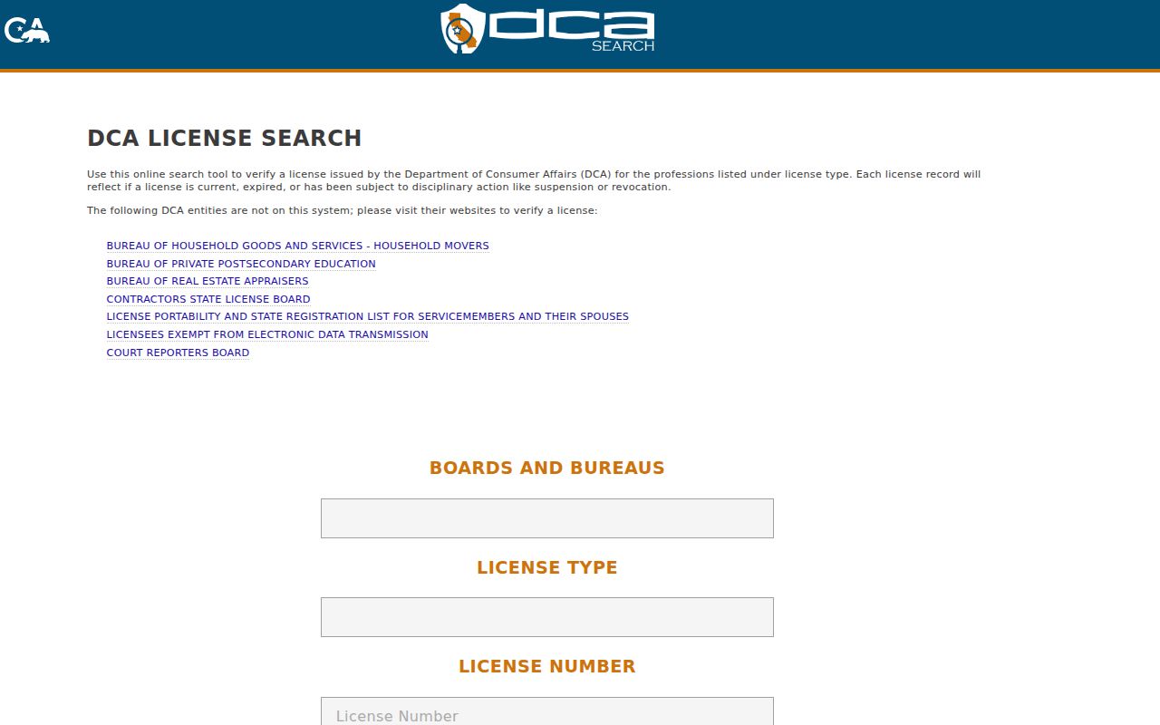 Sonoma County residents directory California professional license search